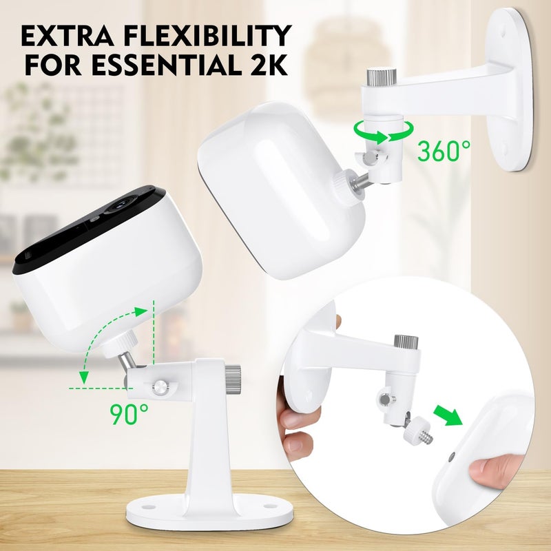 ALERTCAM 2Pack Adjustable Mount for Arlo Essential 2K Indoor/Outdoor(2nd Generation), for Arlo Pro 5S/Pro 4/Pro 3/Pro 2/Pro/Arlo Ultra2/Ultra/Arlo Essential Spotlight Camera, No-Drill Security Wall Mount - Image 4